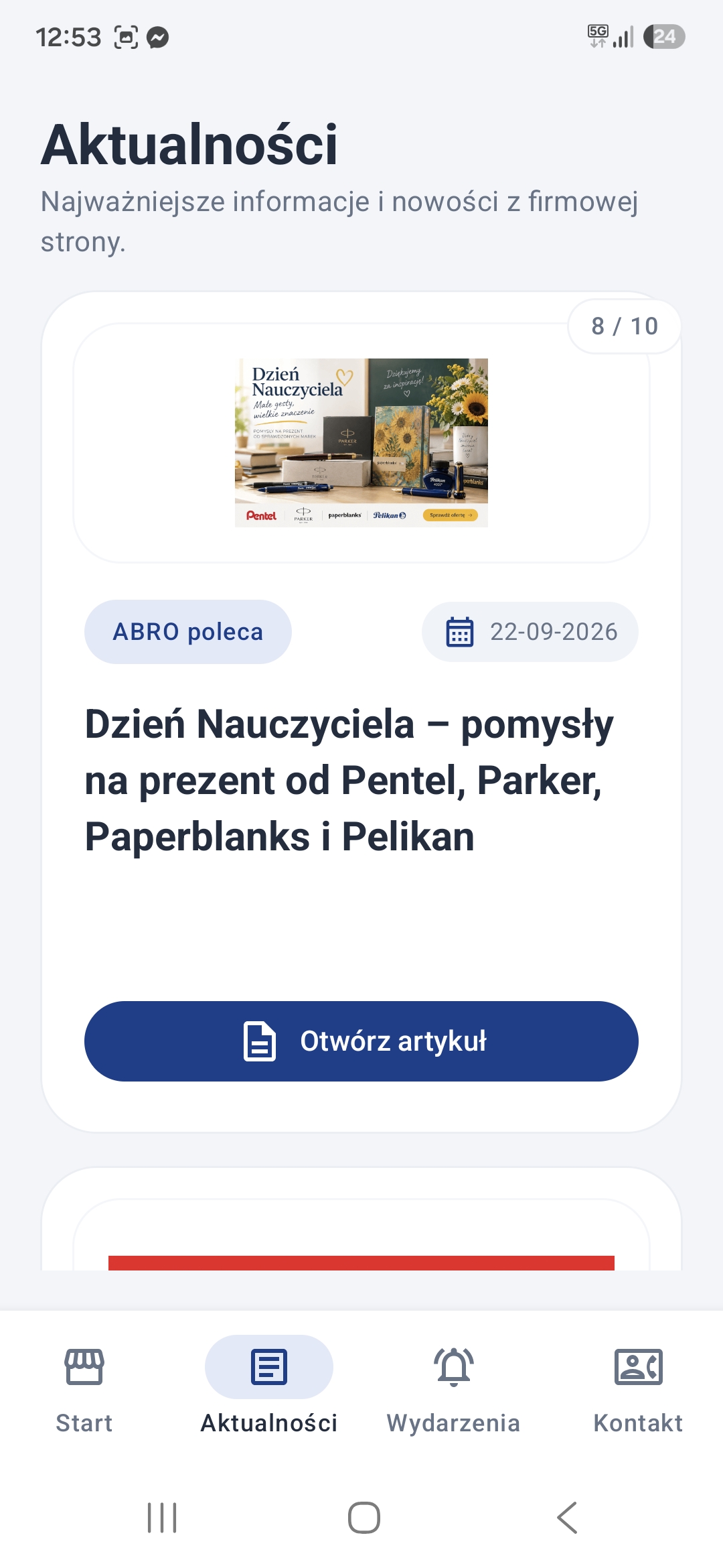 Aktualności w aplikacji myABRO