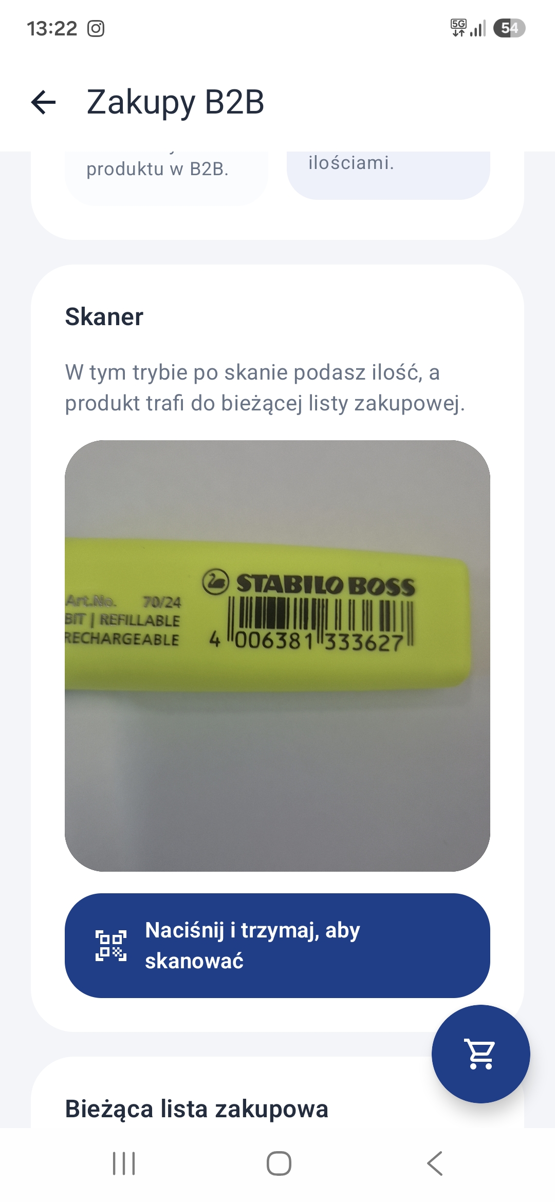 Skaner produktów w aplikacji myABRO